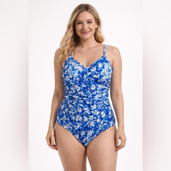 Nicole Miller Other - Nicole Miller Women's One Piece Swimsuit Ditzy Floral Ruched Tummy Control NWT